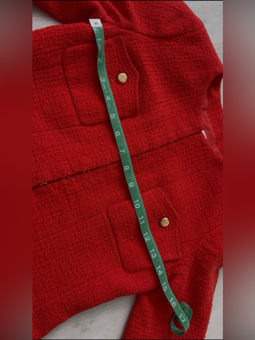 Vintage CHANEL 1996 Orange Tweed Blazer with Gold Buttons - Picture 12 of 16
